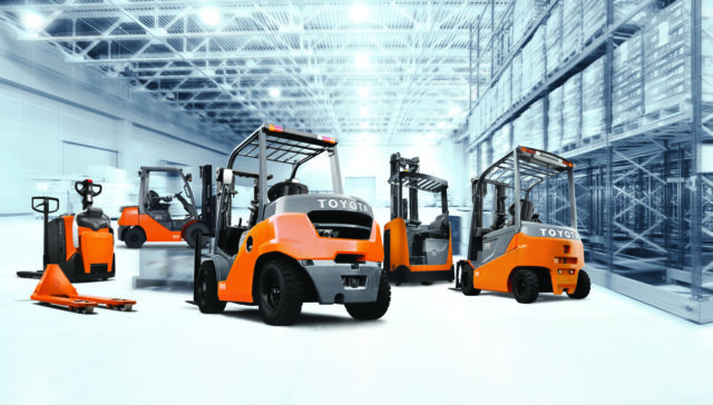 Collection of forklifts and materials handling equipment.