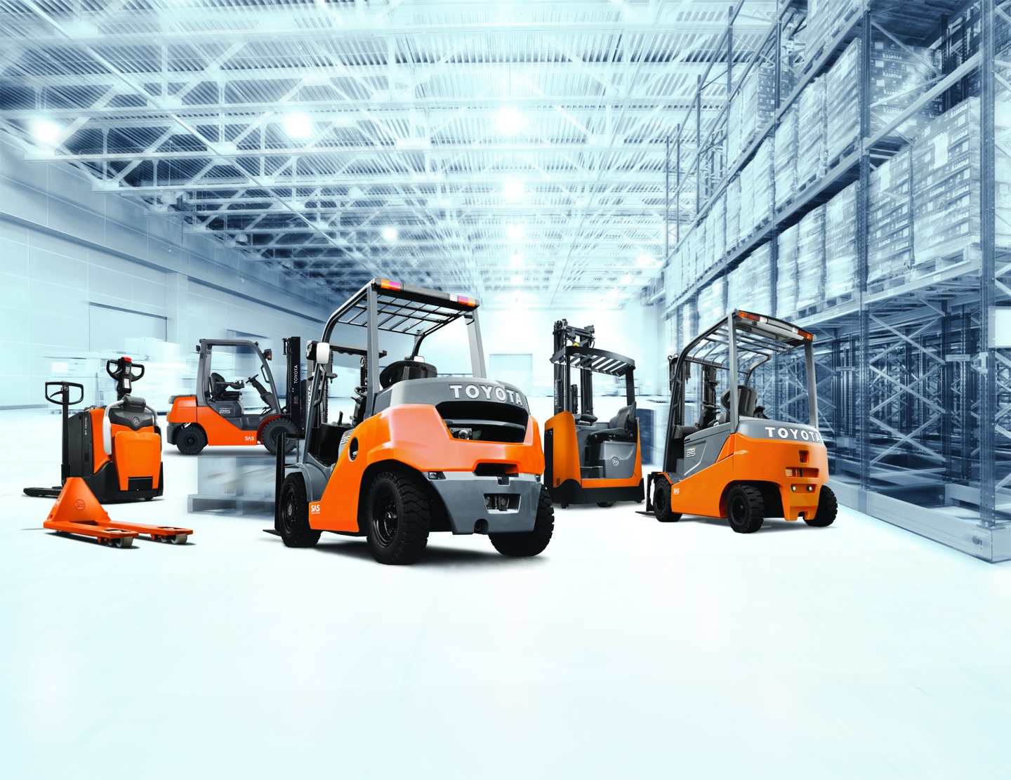 Collection of forklifts and materials handling equipment.